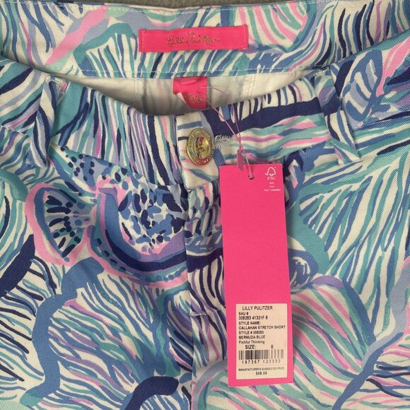 Lily Pulitzer Callahan Stretch Shorts Bermuda Blue Size 8 NWT $68 Preppy Fun - Picture 3 of 7